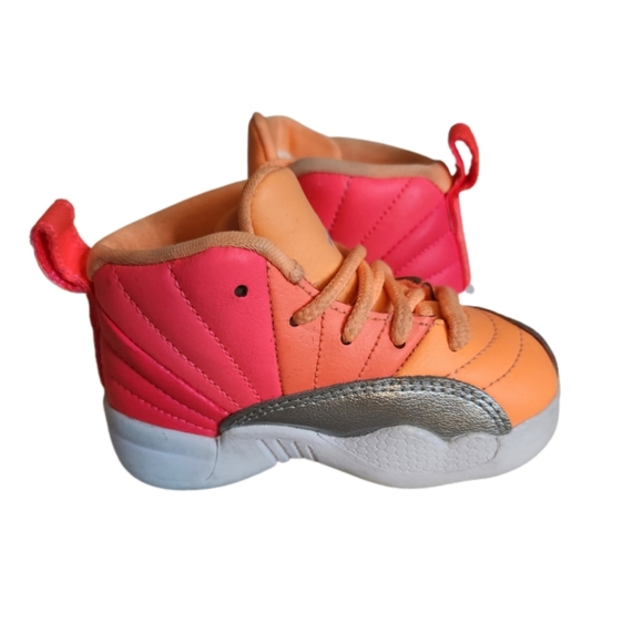 NIKE AIR JORDAN 12 RETRO SUNRISE RACER PINK MANGO 819666-602 SIZE 5C - Picture 8 of 9